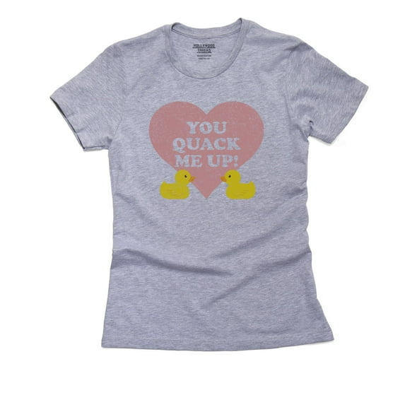 You Quack Me Up - Pink Heart & Rubber Ducks Women's Cotton Grey T-Shirt