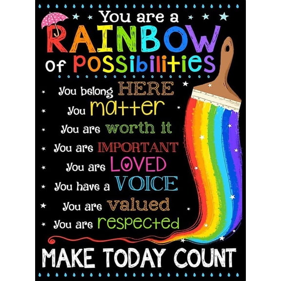 You Are A Rainbow Of Possibilities Wall Classroom Decor, Back to School Decoration, Teacher Gift, Classroom Wall Decor,Dining Room Decor, Bedroom Art, Art Deco, Frameless 12x16inch