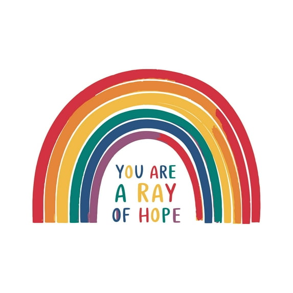 You Are A Ray Of Hope Rainbow Motivated Colorful Blessed Dayecare Wall Art Sticker Designs Vinyl Stickers For Home House Walls Rooms Windows Bedroom Decoration Size (28x28 inch)