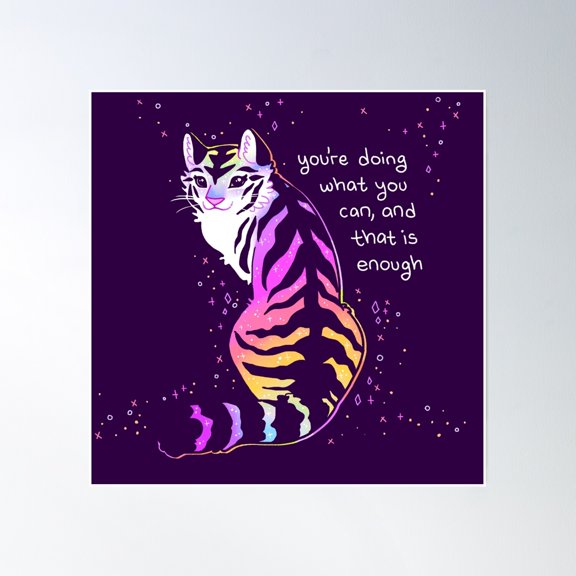You'Re Doing What You Can Kind Rainbow Tiger Poster Wall Art, Modern Wall Decor, 24x24 UNFRAMED