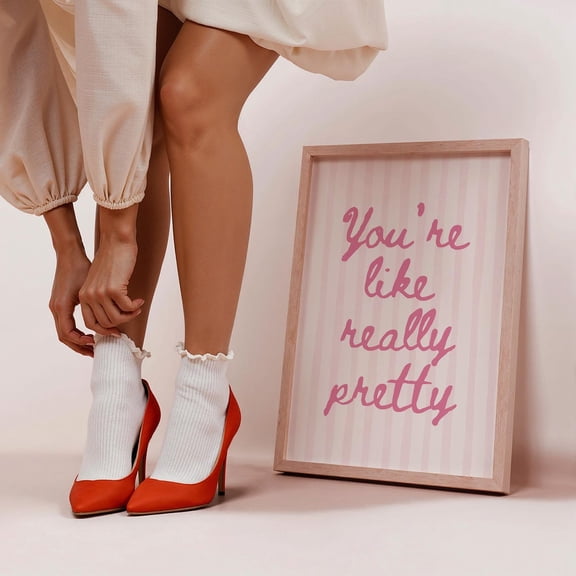 You'Re Like Really Pretty Pink Preppy Art Poster, Unframed Size 12x18