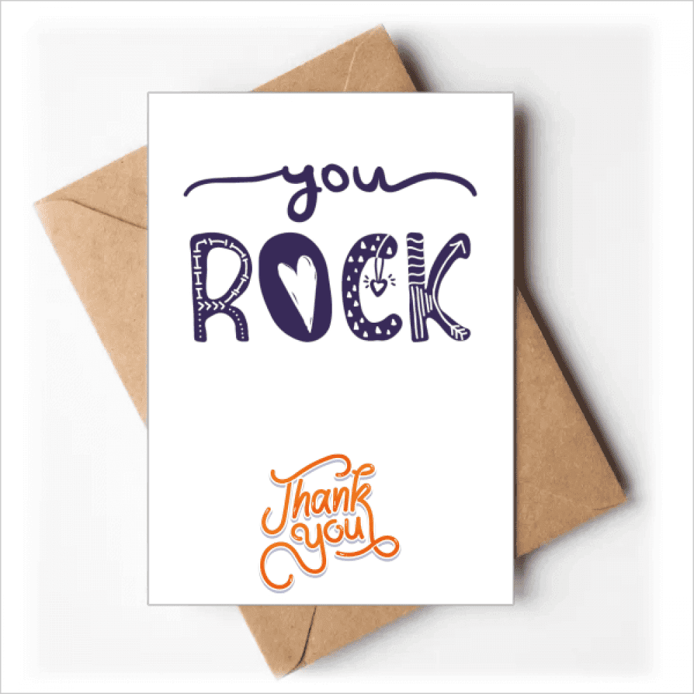 You Rock Cute Quote Handwrite Style Thank You Cards Envelopes Blank Note