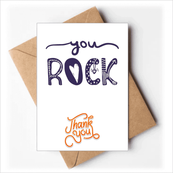 You Rock Cute Quote Handwrite Style Thank You Cards Envelopes Blank Note
