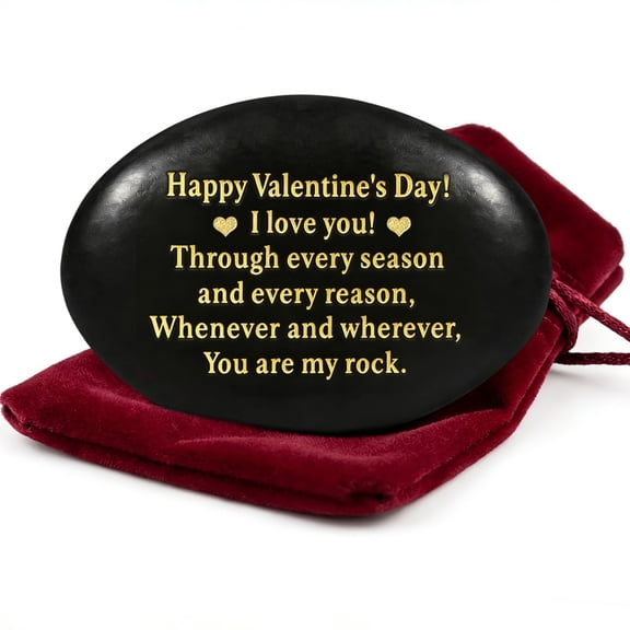 You Are My Rock Engraved Gift: Romantic Valentine's Day/Anniversary Present for Him/Her, Husband/Wife, Friends - Unique Thoughtful Keepsake Polished Black Pebble for Home & Office Desk Decor