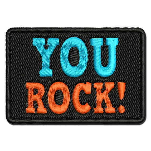 You Rock Teacher School Applique Multi-Color Embroidered Iron-On Patch - 2.0 Inch Mini