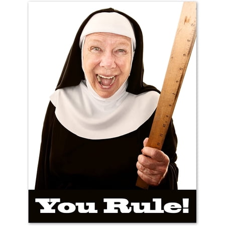 You Rule Note Cards - Humorous Nun - Funny Greeting Cards with Envelopes - Blank on the Inside - 5.5"x4.25" (12 Pack)