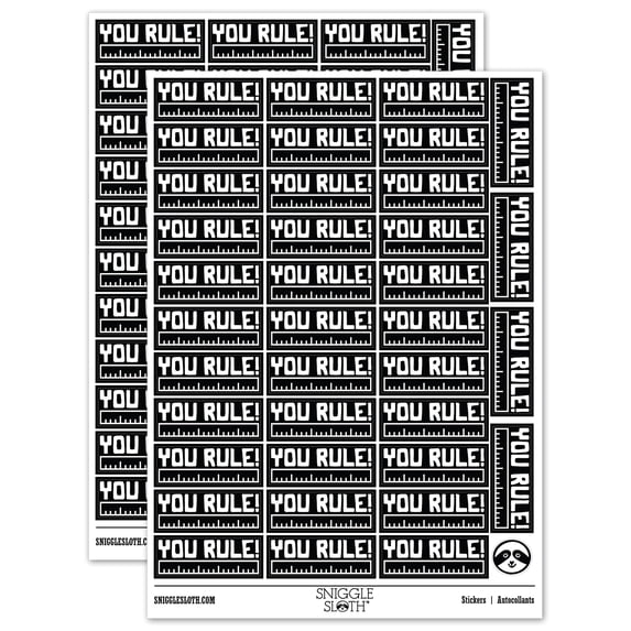 You Rulz You Rule Ruler Teacher Student School Sticker Set - Black - Gloss ...