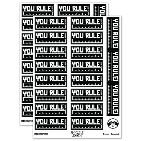 You Rule Ruler Teacher Student School Sticker Set - Black - Matte Finish - 2.00" Large