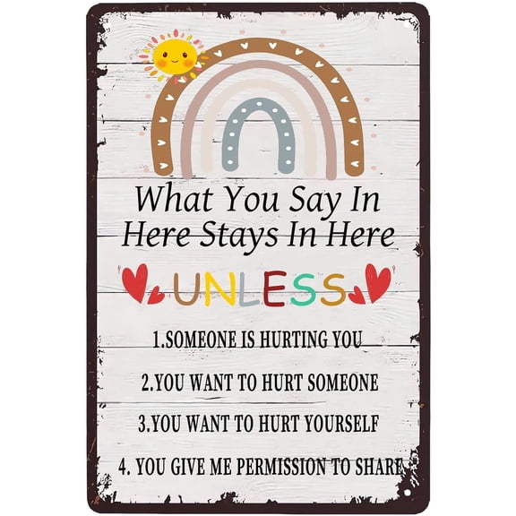 What You Say In Here Stays In Here Funny Tin Sign Quotes Wall Decor Creative Tin Sign Retro Wall Decor for Home Gate Garden Bars Cafes Office Store Club Man Cave Decor 12 X 8 Inch