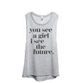 thumbnail image 1 of You See A Girl I See The Future Women's Fashion Sleeveless Muscle Workout Yoga Tank Top Sport Grey Medium, 1 of 3