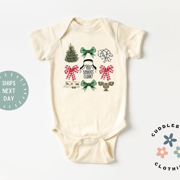 You Serious Clark Baby Bodysuit, Funny Christmas Vacation Baby, First Christmas, Movie Holiday Baby Bodysuit, Baby Shower