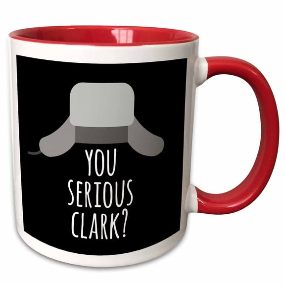 3drose, You Serious Clark with Trooper Hat Clipart. White Lettering on Black., 15oz Two-tone Red Mug
