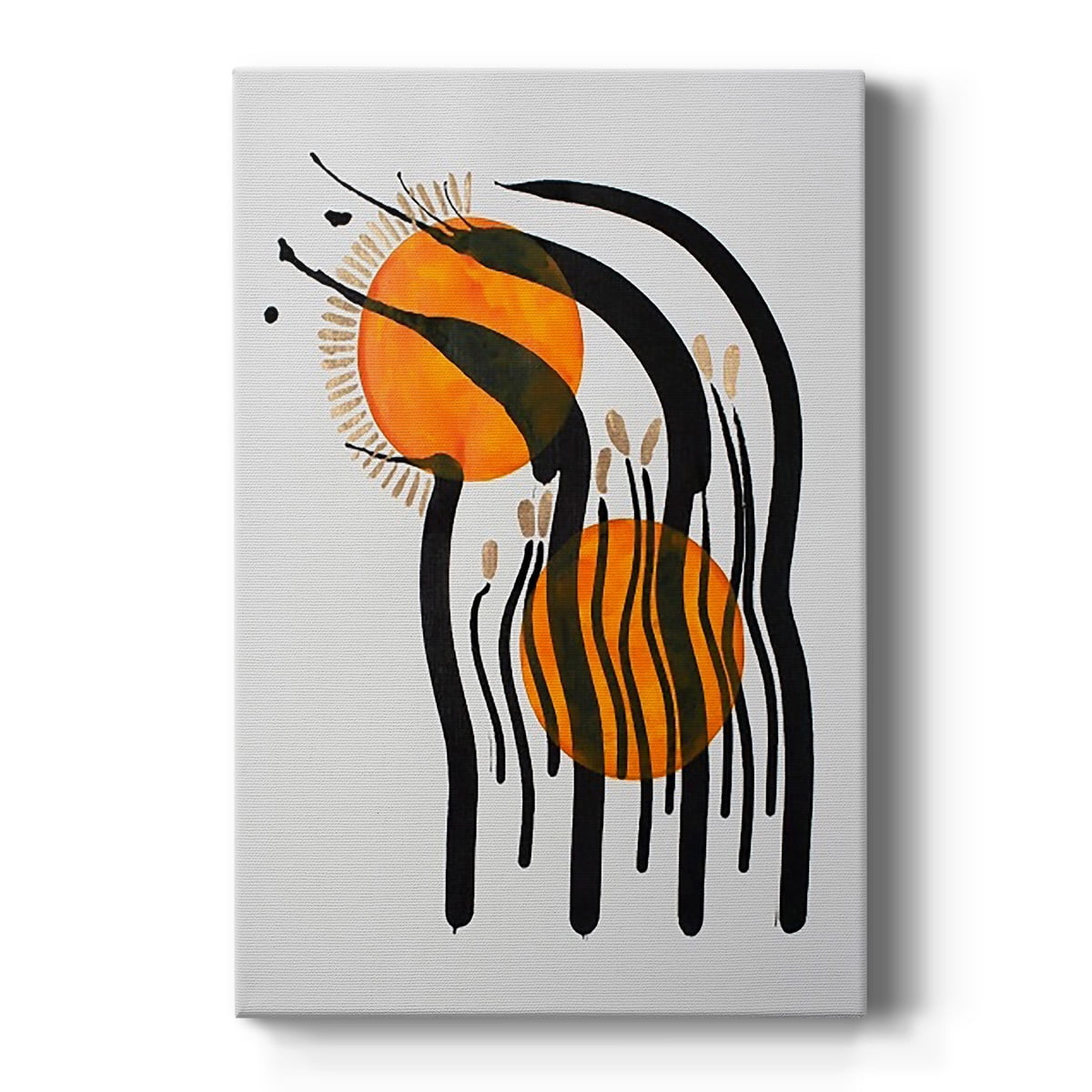 Abstract Orange and Black Canvas Landscape Art