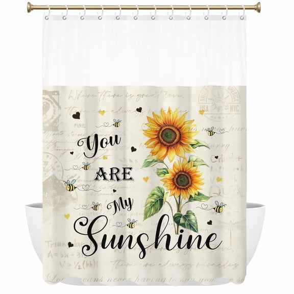 You Are Shower Curtain with See Through Top Window My Sunshine Vintage Pastoral Sunflower Farmhouse Waterproof Fabric Shower Curtains for Bathroom with 12 Hooks Hotel & Spa Decor 66x72 inches