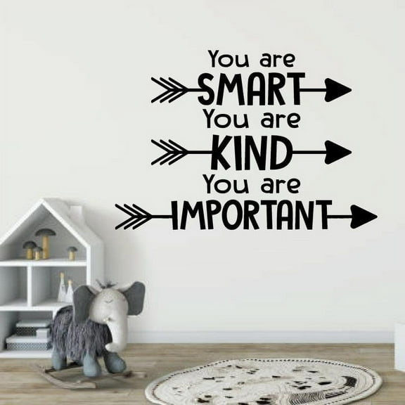 You Are Smart, Kind, Important. - Reminder To Self Quote Vinyl Wall Decal Wall Sticker Wall Art For Bedroom Living Room Wall Decoration Design Wall Sticker Decal Decoration Size (40x40 inch)