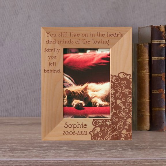 You Still Live On In The Hearts And Minds Of The Loving Family Personalized Wooden Frame 3 1/2" x 5" Brown (Vertical)