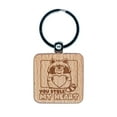 thumbnail image 1 of You Stole My Heart Raccoon Love Anniversary Valentine's Day Square Keychain Charm Tag - Engraved Wood, 1 of 6
