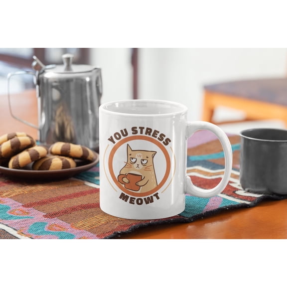 You Stress Meowt, cat lover mug gift, cat person mug, ceramic cat mug, cat lover ceramic mug, animal lover gift, wife perfect perfect