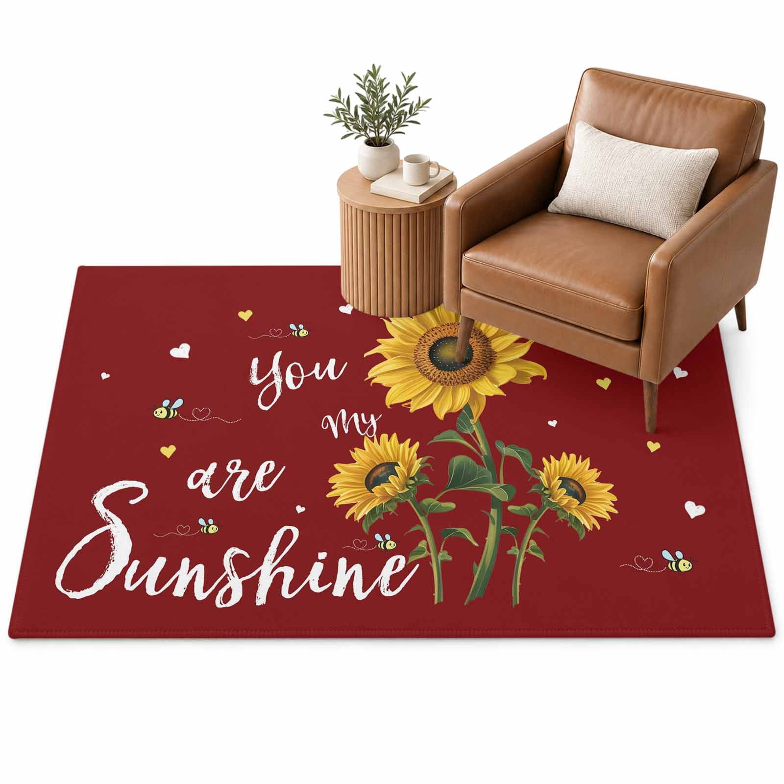 You Are My Sunshine Area Rug 3'x5', Vintage Country Yellow Sunflower ...