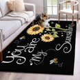 thumbnail image 1 of You Are My Sunshine Area Rug 3x5 Washable Rug Non Slip Yellow Sunflowers Cute Bees Heart Black Large Area Rug Indoor Floor Carpet for Entryway Bedroom Kitchen Living Room Home Office Dining Room, 1 of 8