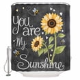 thumbnail image 1 of You Are My Sunshine Bathroom Shower Curtains with 12 Hooks Polyester Waterproof Shower Curtain for Stalls&Bathtubs Yellow Sunflowers Cute Bees Heart Dark Gray Decorative Bathroom Curtain 36x72 Inches, 1 of 9
