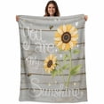 thumbnail image 1 of You Are My Sunshine Blanket Soft Cozy Warm Throw Blanket for Couch, Plush Fuzzy Flannel Fleece Blankets for Sofa, Yellow Sunflowers Cute Bees Heart Retro Wood Bed Blankets Gifts for Men, 40"x50", 1 of 9