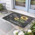 thumbnail image 1 of You Are My Sunshine Door Mat Indoor Outdoor,Yellow Sunflowers Cute Bees Heart Dark Gray Non Slip Welcome Mat with Rubber Backing,Absorbent Front Door Mats Entryway Rug for Home Patio Entrance 16"x24", 1 of 9