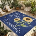 thumbnail image 1 of You Are My Sunshine Outdoor Rug for Patio/Deck/Porch, Non-Slip Large Area Rug 3 x 5 Ft, Yellow Sunflowers Cute Bees Heart Blue Indoor Outdoor Rugs Washable Area Rugs, Camping Rug Carpet Runner, 1 of 8