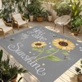 thumbnail image 1 of You Are My Sunshine Outdoor Rug for Patio/Deck/Porch, Non-Slip Large Area Rug 3 x 5 Ft, Yellow Sunflowers Cute Bees Heart Grey Indoor Outdoor Rugs Washable Area Rugs, Camping Rug Carpet Runner, 1 of 8