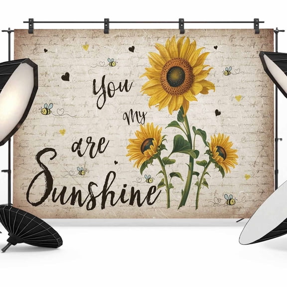 You Are My Sunshine Photography Backdrop 10x8FT, Vintage Sunflowers Newspaper Texture Photo Backdrops, Background for Photography Studio Photo Studio Background, Back Drop for Photoshoot