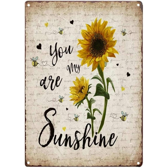 You are My Sunshine Retro Sunflower Vintage Tin Bar Sign Primitive Country Farmhouse Home Decor for Living Room, Laundry Room, Bathroom Decoration 8X12Inch