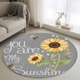 thumbnail image 1 of You Are My Sunshine Round Rug 4ft Washable Circle Entryway Rugs Non Slip Yellow Sunflowers Cute Bees Heart Grey Area Rug Indoor Floor Carpet for Bedroom Kitchen Living Room Home Office Dining Room, 1 of 8