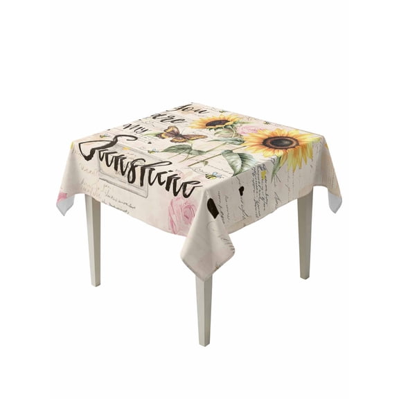 You Are My Sunshine Table Cloth 60x60 Inch Square, Sunflower Flowers Bee Farm Waterproof Tablecloth Washable Table Cover for Party Picnic Dinner Decor