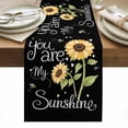 thumbnail image 1 of You Are My Sunshine Table Runner - 60 Inch Long, Kitchen Dining Table Runner Dresser Scarves, Yellow Sunflowers Cute Bees Heart Black Farmhouse Decor for Coffee Tables Wedding Party Banquet, 1 of 8
