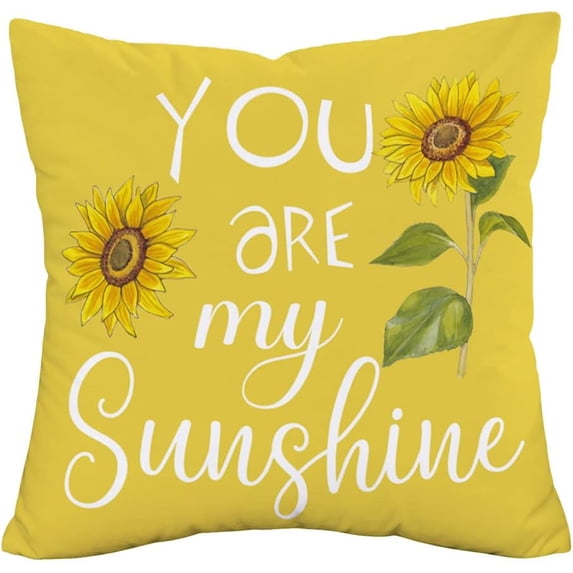 You are My Sunshine Throw Pillow Covers Summer Sunflower Farmhouse Decorative Pillow Cases Home Decor Super Soft Square 18x18 Inches Pillowcases (Yam)