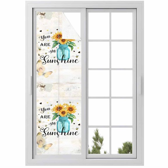 You Are My Sunshine Window Privacy Film Vintage Sunflower Bee Farm Decorative Glass Window Film UV Blocking Static Cling Non-Adhesive Sticker Covering for Home Door 17.7 x 78.7 inches