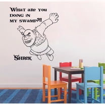 What Are You Doing In My Swamp - Disney Movie Shrek Quotes Quote Vinyl Wall Art Wall Decal Wall Sticker Decoration Home Room Kids Childrens Room Boys Girls Nursery Kindergarten Size (10x10 inch)