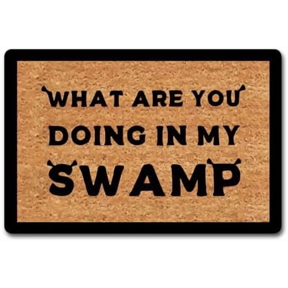 What are You Doing in My Swamp Funny Doormat for Entrance Way with Non Slip Backing Indoor/Outdoor Welcome Mats Home and Office Decorative Rug 23.6 in(W) X 15.7 in(L)