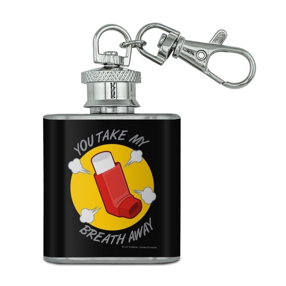 You Take My Breath Away Asthma Inhaler Funny Humor Stainless Steel 1oz Mini Flask Key Chain