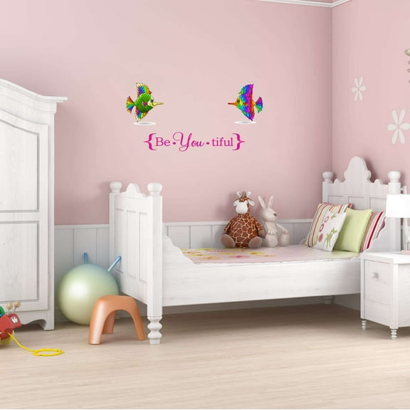 Be You Tiful Stained Glass Angel Fish Decals Stickers Beautiful Crown Prince Unicorns Royalty Sweet Dreams For Mirror Decorating Holiday Gift Ideas Bedroom Wall Decal Sticker - Size: 20 In X 10 In