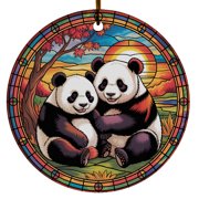 You and Me Together ForChristmas Ornament 2025, Couple Panda Xmas Together Christmas Ornament, Customized Text Names Mr & Mrs Panda Bear 1st Christmas Together Ornament
