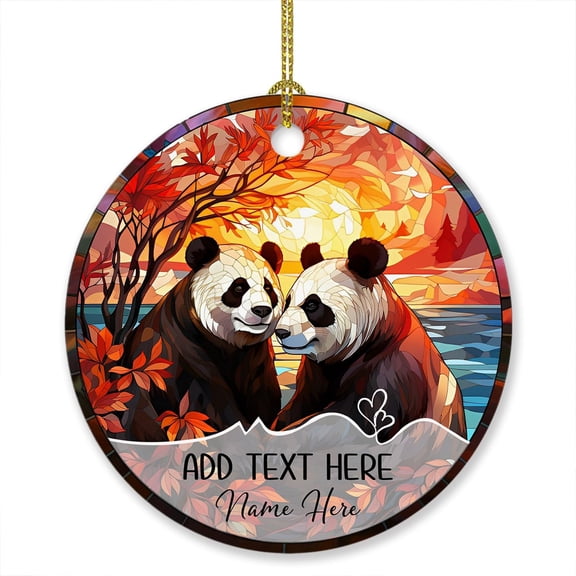 You and Me Together Forever Ornament Christmas 2025, Personalized Couple Panda Xmas Together Ornament, Customized Text Names Mr & Mrs Panda Bear 1st Xmas Together Ornament, Married Ornament Christmas