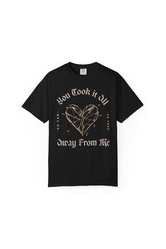 You Took It All Away From Me Gothic Broken Heart Dark Aesthetic Vintage Graphic Tee, Emo Punk Rock Style Comfort Colors Unisex Cotton T-Shirt, Sizes S-3XL