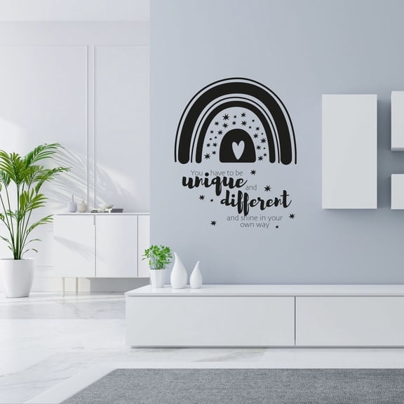 You Have To Be Unique And Different And Shine Your Own Way Quotes Rainbow Design Vinyl Wall Art Sticker Decal Home Kids Room Study Room Boys Girls Wall Décoration Design Wall Décor Size(10x8 inch)