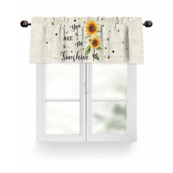You Are Valances for Windows My Sunshine Vintage Pastoral Sunflower Farmhouse Valance Rod Pocket Short Window Treatments Curtains for Kitchen Bathroom Living Room Bedroom, 42 x 12 Inch