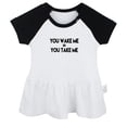 thumbnail image 1 of You Wake Me = You Take Me Funny Dresses For Baby, Newborn Babies Skirts, Infant Princess Dress, 0-24M Kids Graphic Clothes (Black Raglan Dresses, 0-6 Months), 1 of 5