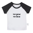 thumbnail image 1 of You Wake Me = You Take Me Funny T shirt For Baby, Newborn Babies T-shirts, Infant Tops, 0-24M Kids Graphic Tees Clothing (Short Black Raglan T-shirt, 6-12 Months), 1 of 4