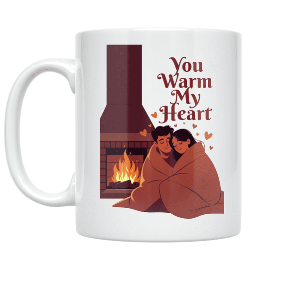You Warm My Heart Love and Kindness Design - Couple Cuddling - 11 oz Ceramic Coffee Mug