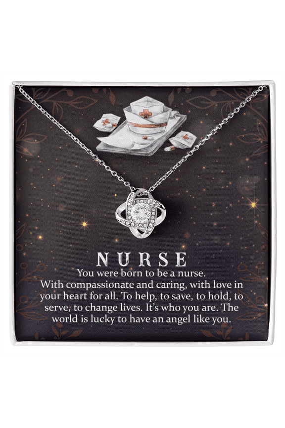 You Were Born to be a Nurse Healthcare Medical Worker Nurse Appreciation Infinity Knot Necklace Message Card