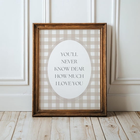 You Will Never Know Dear Nursery Print Tan Gingham Vintage Style Unframed Paper Print